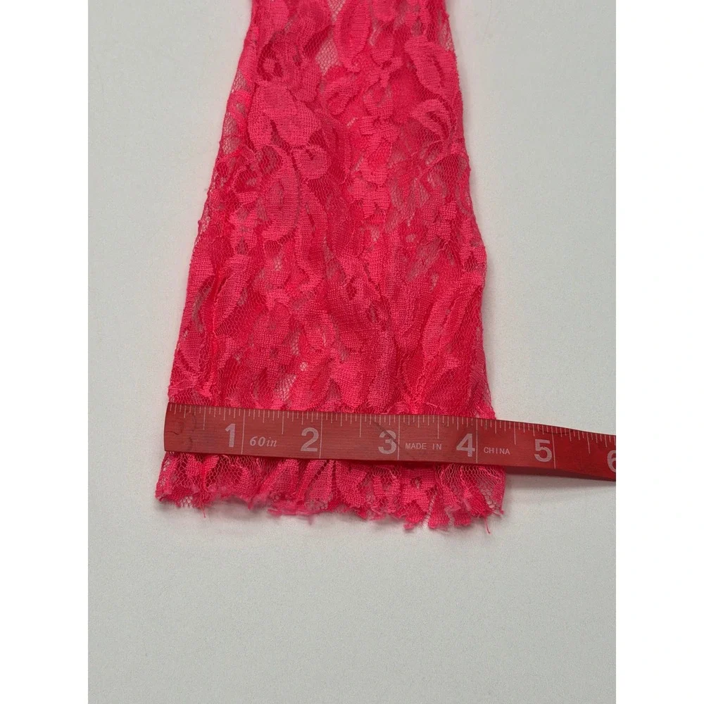 Women's Hot Pink Lace Fingerless Gloves Opera Evening‎ Party Costume Accessory